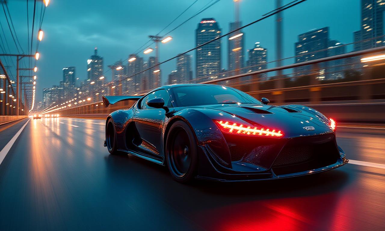 首都高速を走行するカスタムスポーツカー